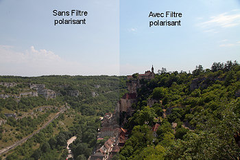 photo exemple filtre polarisant avec / et sans