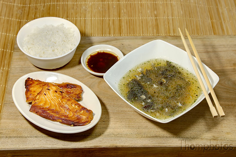 cuisine cooking plat nourriture bouffe repas meal fait maison hand made repas menu japonais nihon miso bouillon saumon teriyaki riz