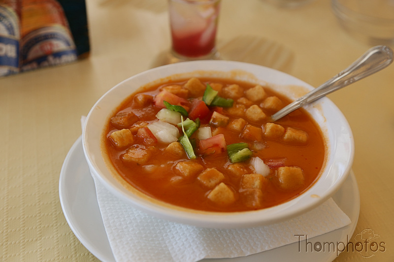 reportage photo été 2019 espagne españa berja sam resto restaurant bar el piratas le pirate repas manger meal eat gaspacho tomate cold soupe froide